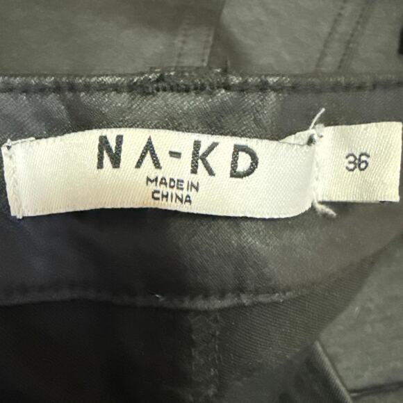 NA-KD Black Coated Faux Vegan Leather High Rise Bootcut Flared Trousers Pants 36 - Picture 4 of 5